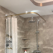 Bathroom curtain track L-shaped rod diamond type simple shower room non-perforated curved shower curtain rod processing customized special shape