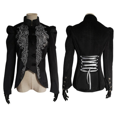 taobao agent Jacket, black velvet swan, suit, punk style, Gothic