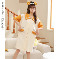 2022 New Summer Sleeping Dress Lady Pure Cotton Short Sleeve Thin CUTE CARTOON PYJAMAS DRESSES DRESSES HOME FOR SUMMER