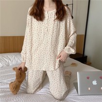 Spring and autumn new long-sleeved trousers Korean pajamas female sweet Japanese can wear home clothes two-piece summer