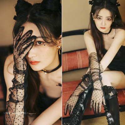taobao agent Long elegant retro black gloves for bride