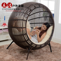 Leisure rattan combination bed Outdoor round bed Rattan recliner Beach bed Sunshine bed Mini small round ball bed