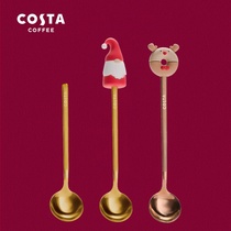 COSTA coffee spoon Exquisite long handle golden spoon European female cute spoon High-end stainless steel dessert mixing spoon