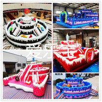 New inflatable castle cake Shandong outdoor large slide Guangxi Park stall toy jumping childrens trampoline