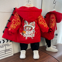 Boy Tang suit winter Children Baby thickened cotton clothes 2021 New Hanfu New year dress winter dress New year festive