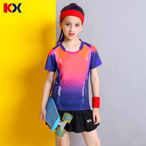 Childrens sports short-sleeved badminton uniforms T-shirt shorts culottes table tennis uniforms