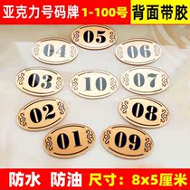 Table table number plate creative personality table number sticker Digital sticker Number plate table number sticker Restaurant table number sticker custom brand