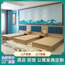 Hotel Bed Customised Guesthouse Furniture Bed with a full set of combined TV cabinet apartment-style special large bed luggage cabinet