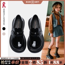 Roberta nobeida girls leather shoes spring and autumn English style black childrens princess shoes fashion loafers thick soles