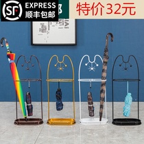 Cat Wrought iron household umbrella rack hanging folding umbrella storage rack put umbrella barrel umbrella shelf Hotel lobby cute
