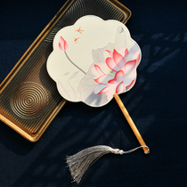 Chinese style classical long handle ancient style Hanfu group fan catwalk dance female court palace fan cheongsam round fan can be customized