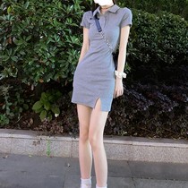 Bag Hip Dresses Sweet Spicy Suit Polo Sexy Tight Fit Dress Summer Hot Girl Dress Children Pure Desire for Womens Summer