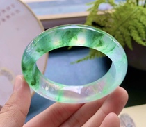 Ice seed floating flower jade bracelet natural Myanmar a cargo glass variety floating green flower jade bracelet children fluorescent