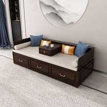 New Chinese Zen Luohan bed solid wood Tenon sofa bed living room multifunctional telescopic storage small apartment bed