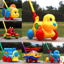 Childrens trolley toy one year old baby walker little boy girl hand push plane push music Bell blink eyes