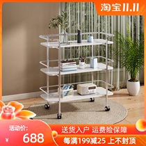 Danish designer medieval three-story trolley storage rack movable wheel landing home living room side