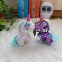 Girl heart Unicorn keychain Sequin Pony Pendant Plush Endorsement bag Grab machine doll gift creative ins