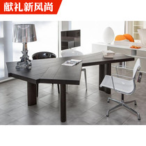 Nordic solid wood Modern simple light luxury computer desk Household personality creative designer writing desk Shaped dining desk