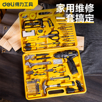 Del Li electric drill daily household tool set electric screwdriver hardware multi-purpose tool box Woodworking