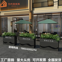 Simple outdoor stainless steel flower box combination road rectangular commercial flower bed sales department commercial street square flower trough