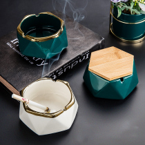 Nordic ins Wind ceramic ashtray with lid household living room creative personality trend office ashtray anti-fly ash