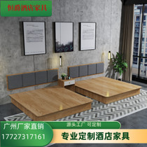  Hotel furniture standard room full set of customized hotel bed Hotel room bed Hotel special double bed Apartment bed and breakfast bed