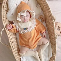 Korean version of childrens clothing female treasure Palace wind long sleeve ha suit baby spring and autumn dress foreign style princess outfits