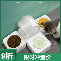 Cat Bowl Dog Bowl Dog Food Basin Dog Food ceramic Puppy rice basin anti-overturning double bowl kitty Automatic drinking pet supplies