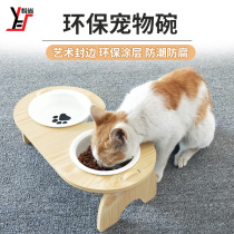 Cat Bowl Ceramic Double Bowl Pet Bowl protection Cervical Cat Food Basin Kitty Food Bowl Dog Basin Drinking Dog Bowl