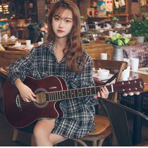 Folk guitar 41 inch 38 inch veneer acoustic guitar novice practice guitar Male and female students Beginner introduction instrument