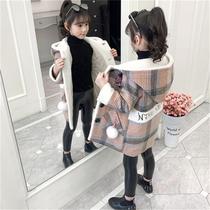 Girls double-sided cashmere coat woolen coat autumn and winter 2021 new medium-size children plus velvet foreign wind coat children Korean