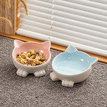 Ceramic cat bowl cat food basin protection cervical vertebra anti-knock oblique water bowl Small Dog Pet Cat Basin supplies dog bowl