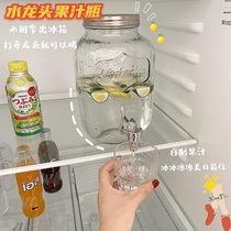 Coke bucket container Net red juice bucket placed in refrigerator glass cold kettle glass jar with faucet summer beverage bucket