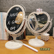 Small mirror high-grade surface makeup mirror handle type for household small hand-held dormitory Princess Mirror on the table