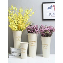 Nordic style home wake-up flower bucket flower Flower bucket decoration tin bucket creative water iron bucket Big Vase iron pot