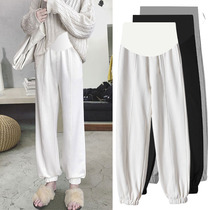 Pregnant women pants spring and autumn fashion large size white loose Sports Leisure autumn bottoming tide mother wear leg trousers