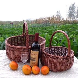 Use fruit basket, native egg vine, bamboo basket prop, hotel basket, outdoor willow editing mini fruit basket picnic basket