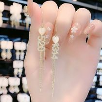 1314520 Loving Ear Line 925 Silver Fashion Atmospheric Earrings 2021 New Tide Air Quality Net Red Bursting Earrings