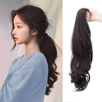 Pony-tailed wig female strap wig pear flower ponytail big wave low ponytail realistic non-trace wig female long hair film