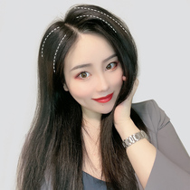 Mat hair piece real hair silk hand woven invisible invisible one piece piece of thick hair on both sides thick hair volume fluffy head top head repair wig female