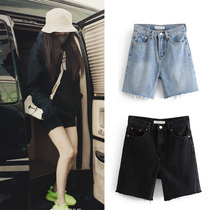 2021 summer new five-point pants women loose net red Korean version of thin waist riding denim wide-legged shorts