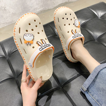 Cave shoes female summer ins tide soft breathable outside wear fashion thick-soled non-slip nurse operating room Baotou half cool slippers