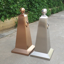  Square cone Stainless steel parking sign Road cone Isolation column Warning pile Do not park ice cream cone roadblock reflective cone