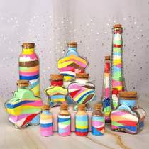 Quicksand bottle starry sky rainbow bottle cork glass bottle handmade color sand wishing bottle empty bottle creative small bottle mini