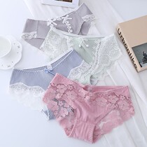 Underwear Woman Pure Cotton Breathable Mid-Waist Sweet Meme Day Ensemble Young Girl Untracold Lace Sexy Lady Triangle Pants New
