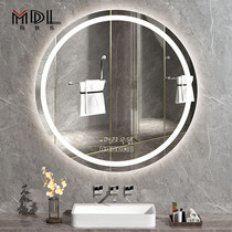 Smart bathroom mirror led light mirror touch screen anti-fog toilet with light light toilet hanging wall mirror round