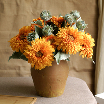  Wild titan sunflower simulation bouquet Living room dining table fake flower decoration decorative flower arrangement hand bouquet decoration