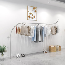 Creative Wall clothing store display rack stainless steel hanger womens clothing store wall shelf display rack