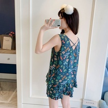 Vest shorts pajamas women Summer thin cotton silk set sling sexy sweet Korean home suit summer