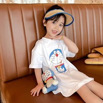 Girls cotton short sleeve T-shirt long parent-child T-shirt loose dress 2021 summer new short sleeve T-shirt skirt